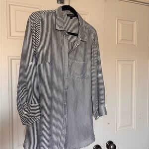 Velvet Heart Navy and White Striped Button-Down Shirt